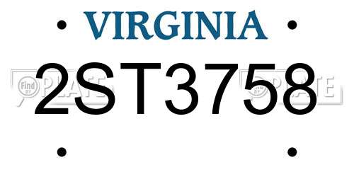 2ST3758 Virginia License Plate