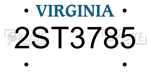 2ST3785 Virginia License Plate
