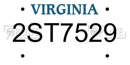 2ST7529 Virginia License Plate