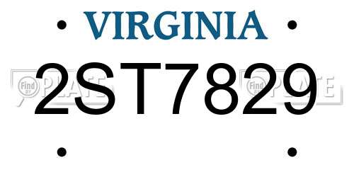 2ST7829 Virginia License Plate