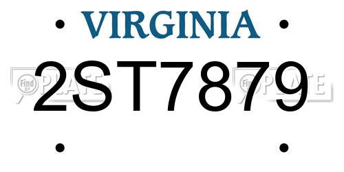 2ST7879 Virginia License Plate