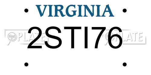 2STI76 Virginia License Plate