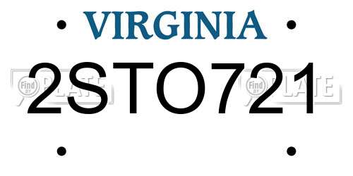 2STO721 Virginia License Plate