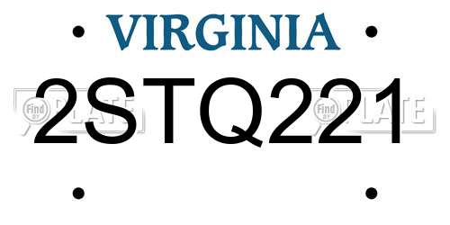 2STQ221 Virginia License Plate