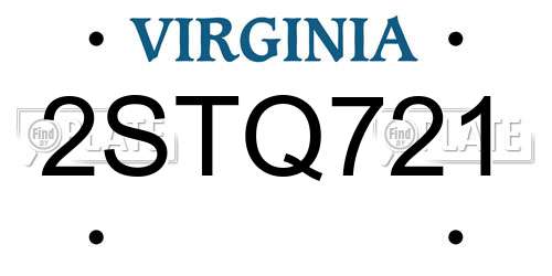 2STQ721 Virginia License Plate