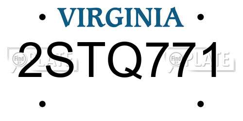 2STQ771 Virginia License Plate