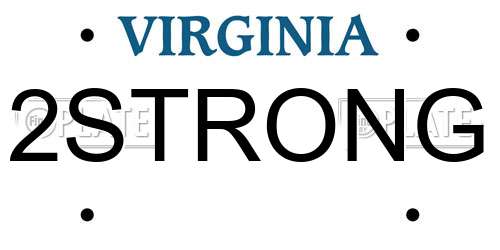 2STRONG Virginia License Plate