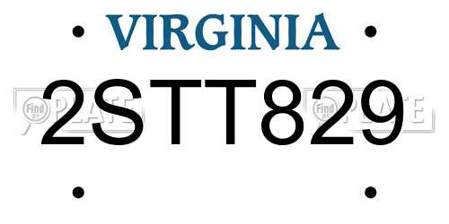2STT829 Virginia License Plate