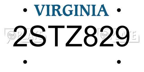 2STZ829 Virginia License Plate