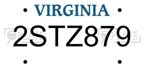 2STZ879 Virginia License Plate