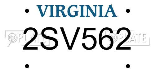2SV562 Virginia License Plate