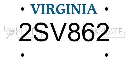 2SV862 Virginia License Plate