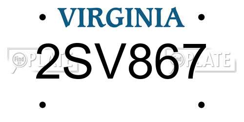 2SV867 Virginia License Plate