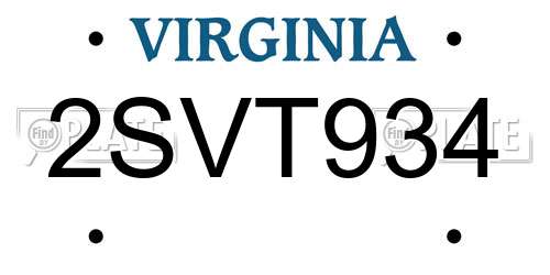 2SVT934 Virginia License Plate