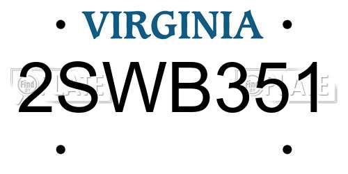 2SWB351 Virginia License Plate