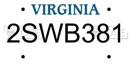 2SWB381 Virginia License Plate