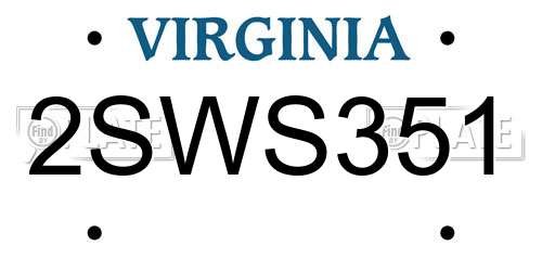 2SWS351 Virginia License Plate