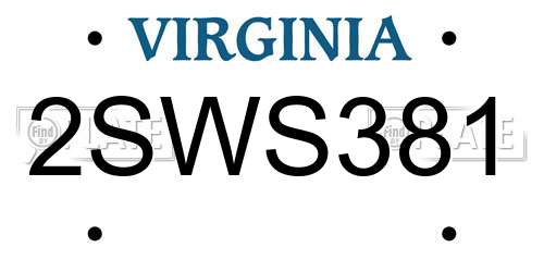 2SWS381 Virginia License Plate