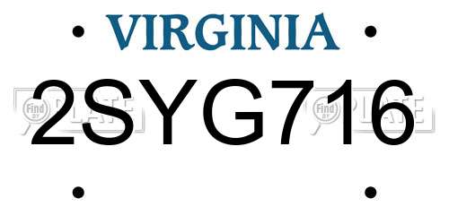 2SYG716 Virginia License Plate