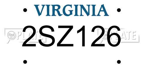 2SZ126 Virginia License Plate