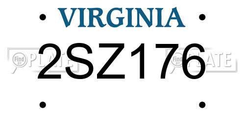 2SZ176 Virginia License Plate