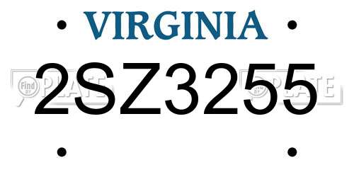 2SZ3255 Virginia License Plate