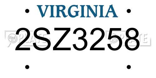 2SZ3258 Virginia License Plate