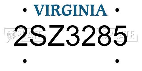 2SZ3285 Virginia License Plate