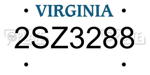 2SZ3288 Virginia License Plate