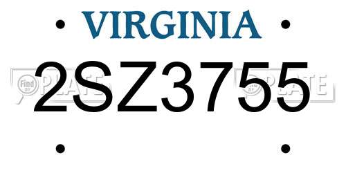 2SZ3755 Virginia License Plate