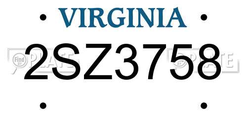 2SZ3758 Virginia License Plate