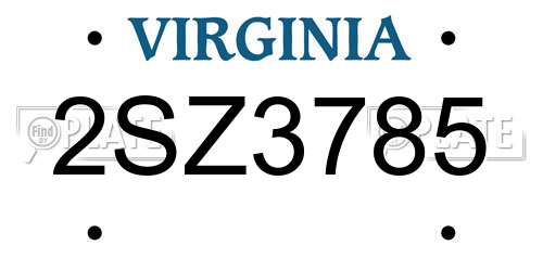 2SZ3785 Virginia License Plate