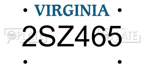 2SZ465 Virginia License Plate