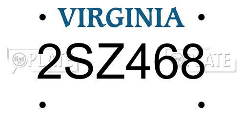 2SZ468 Virginia License Plate