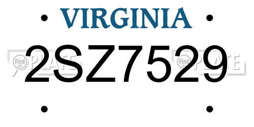 2SZ7529 Virginia License Plate