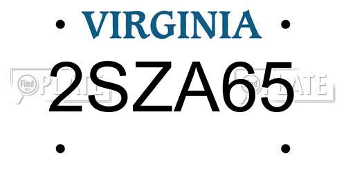 2SZA65 Virginia License Plate