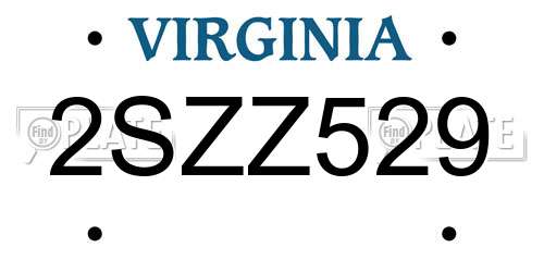 2SZZ529 Virginia License Plate