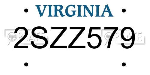 2SZZ579 Virginia License Plate