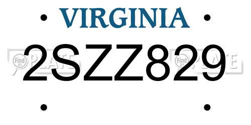 2SZZ829 Virginia License Plate