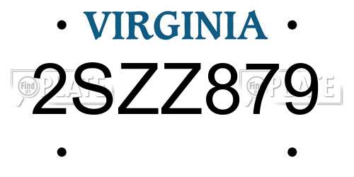 2SZZ879 Virginia License Plate