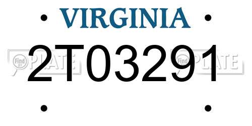 2T03291 Virginia License Plate
