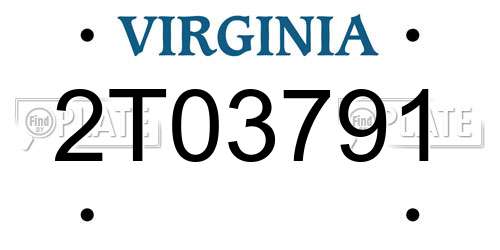 2T03791 Virginia License Plate