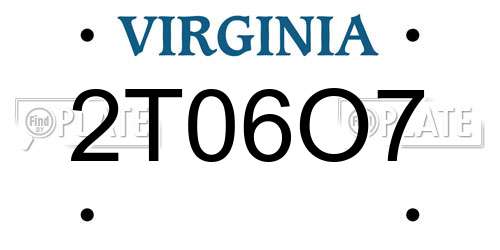 2T06O7 Virginia License Plate