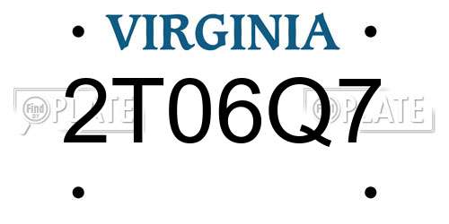 2T06Q7 Virginia License Plate