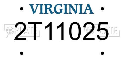 2T11025 Virginia License Plate