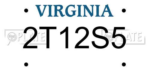 2T12S5 Virginia License Plate