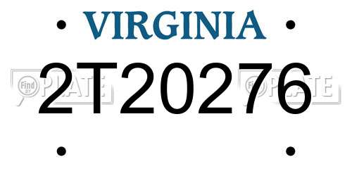 2T20276 Virginia License Plate