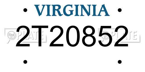 2T20852 Virginia License Plate