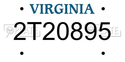 2T20895 Virginia License Plate