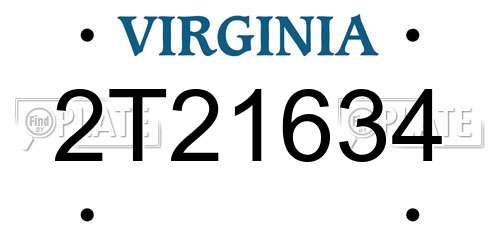 2T21634 Virginia License Plate